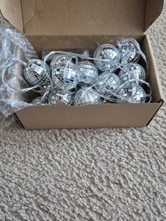 Other - Disco Ball String Lights - Silver Mirror Orbs 9.84 Ft Long. BRAND NEW IN BOX